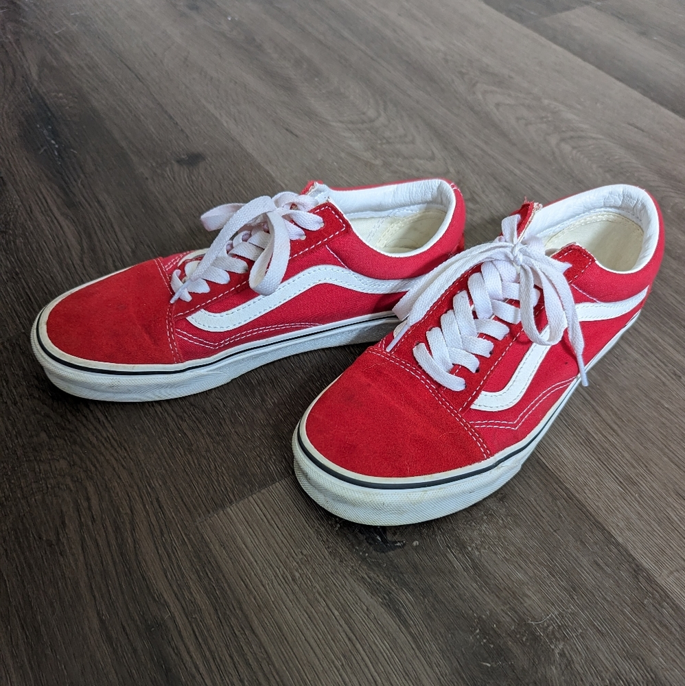Vans Old Skool Skate Red Sneakers Size 8 - Picture 2 of 5